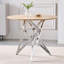 Table de salle à manger ronde de 37 po, petite table de cuisine ronde avec pieds en métal argenté, pouvant accueillir 2 à 4 personnes, table de salle à manger moderne, Burlywood.-1601092361-1601092362