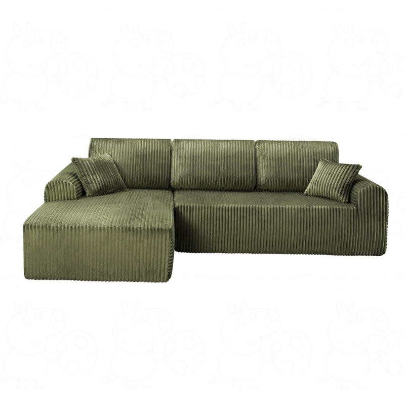 Canapé modulaire 109 po avec méridienne en L 109 po Cloud, Vert