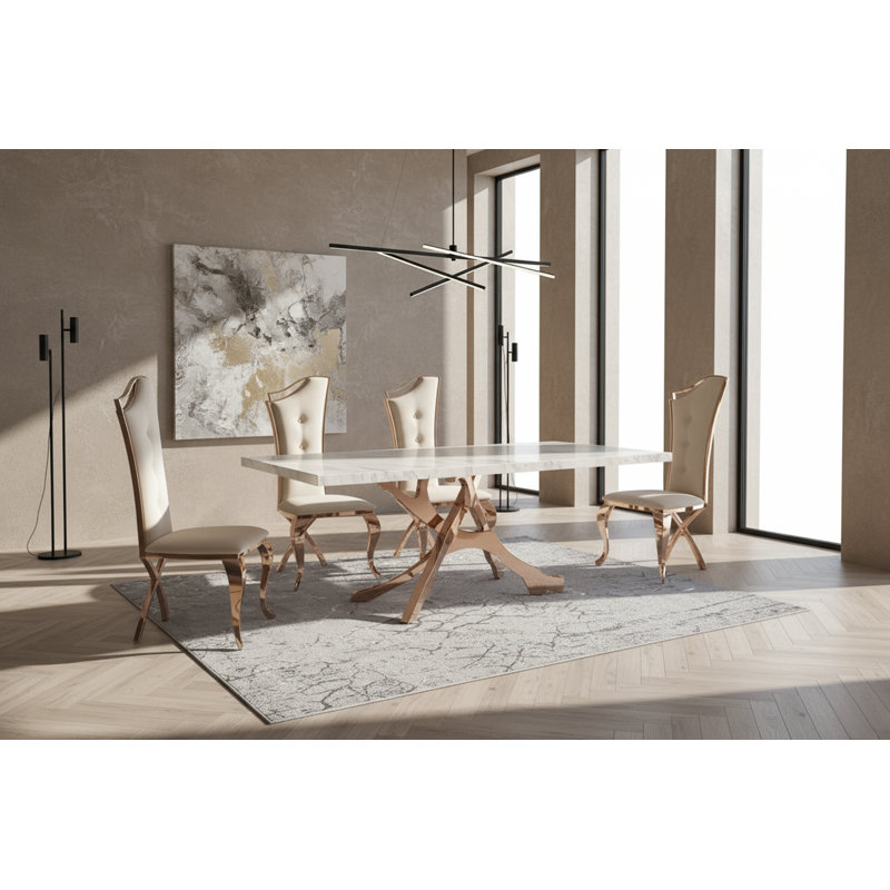 Chaise d'appoint rembourrée Daved, Noir/Or rose