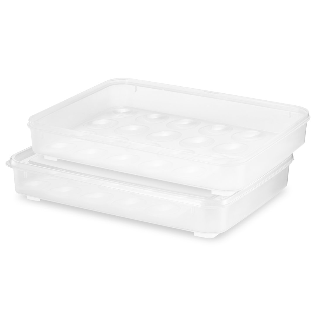 Set of 2 Clear Egg Containers and Deviled Egg Carrier Trays with Lids Sorbus