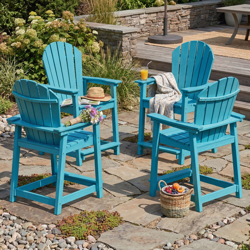 Hdpe Outdoor Adirondack Bar Chair, Teal