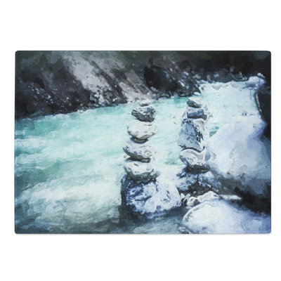 Tempered Glass Stacked Stone Rock Chopping Board