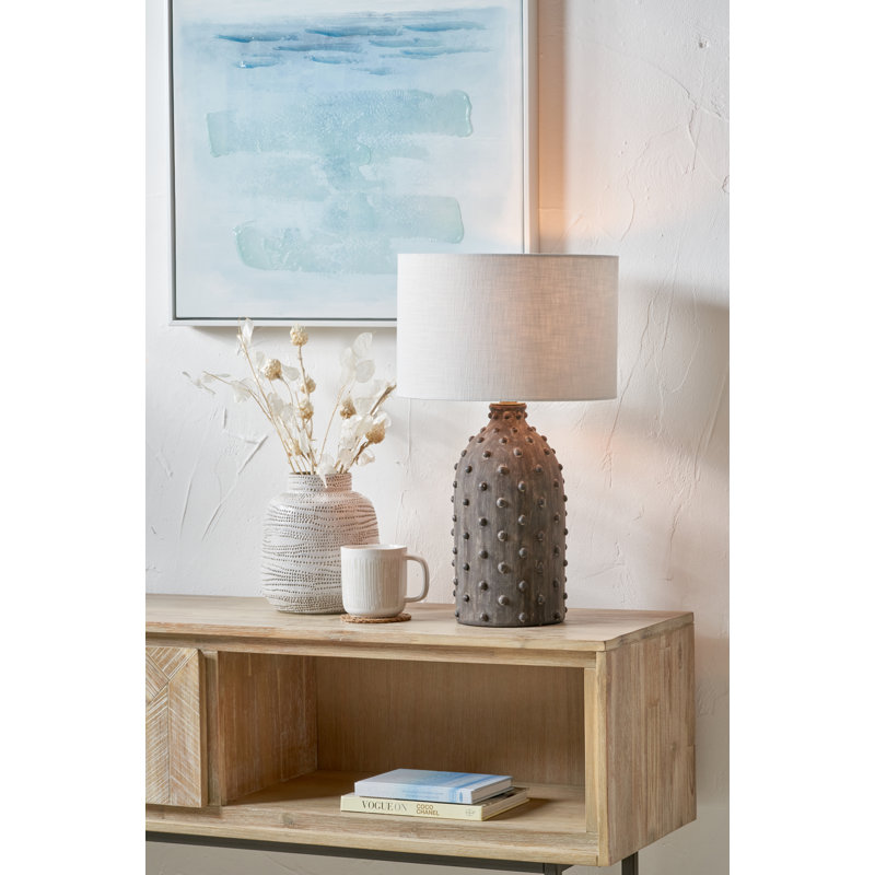 Ceramic Table Lamp, Brown, White