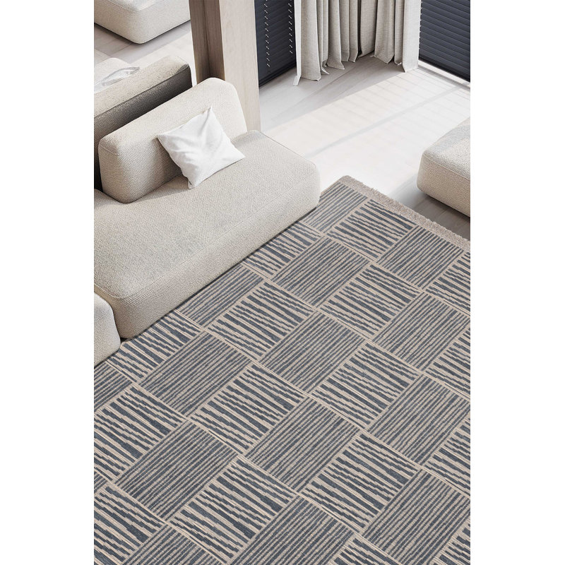 Tapis tissé de qualité supérieure (5,2 x 7,5 pieds), couleur anthracite, 100% jute et chenille | Poils de 0,3 po de hauteur, antidérapant, 400 000 points de filetage | Durable et élégant pour le salon, la chambre à coucher et le couloir