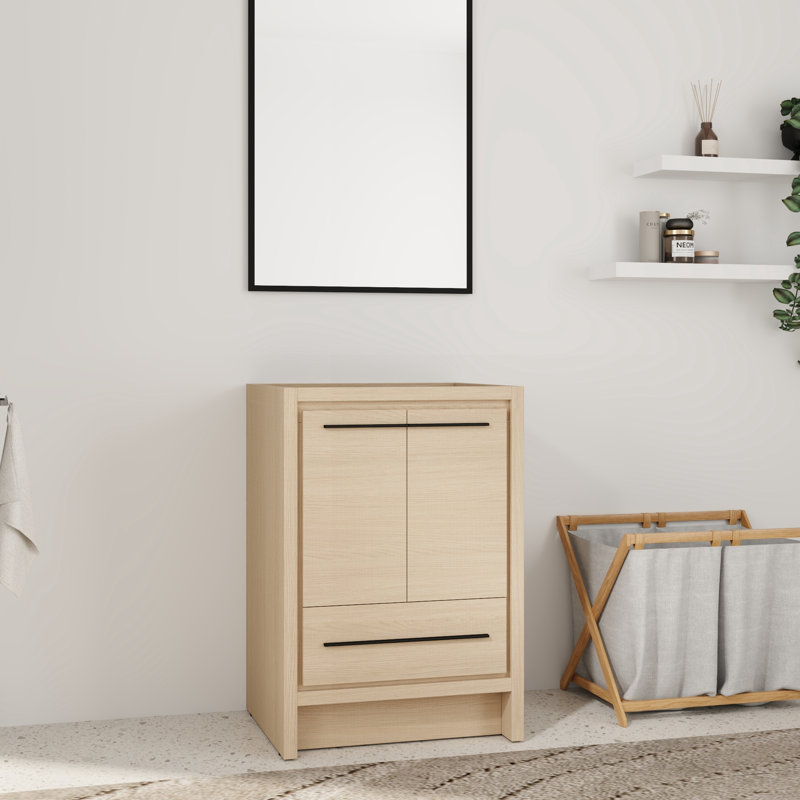 Base de meuble-lavabo simple 24 po seulement, base sans plateau en chêne dune