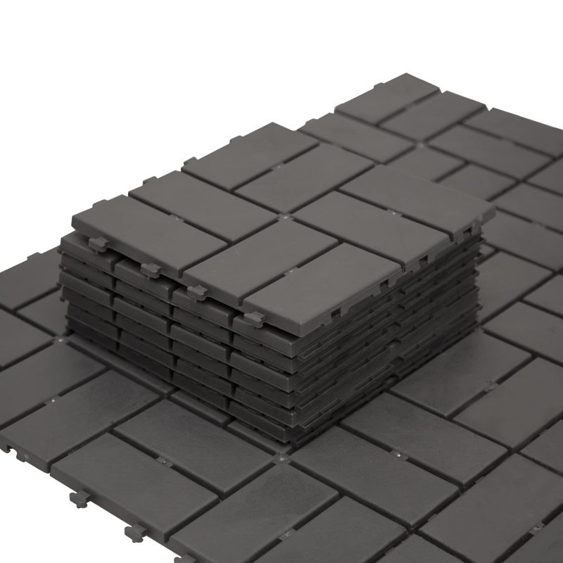 Tuile de terrasse extérieure en plastique, Gris, H 0,75 po x L 12,25 po x l 12,25 po