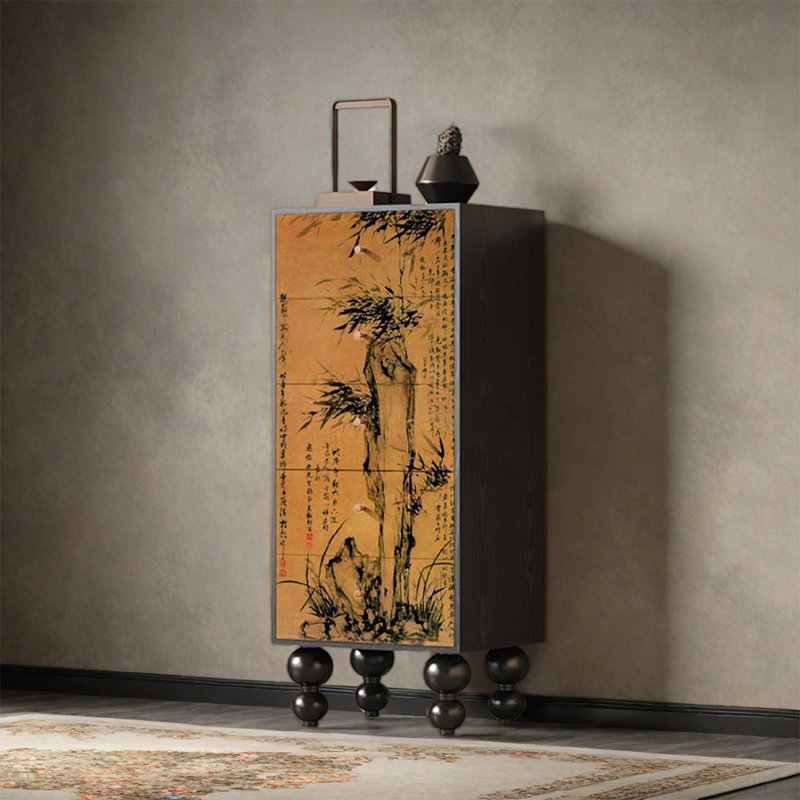 Armoire décorative à cinq tiroirs Pine, Noir