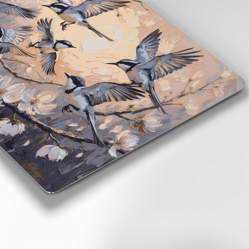 Art mural oiseau gris, H 288 po x l 432 po x P 0,05 po