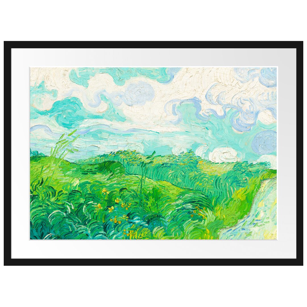 Gerahmter Kunstdruck Field with Green Wheat von Vincent Van Gogh