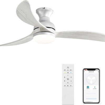 Ventilateur de plafond moderne de 52 pouces avec moteur à courant continu réversible à télécommande à 3 pales en bois massif à intensité variable