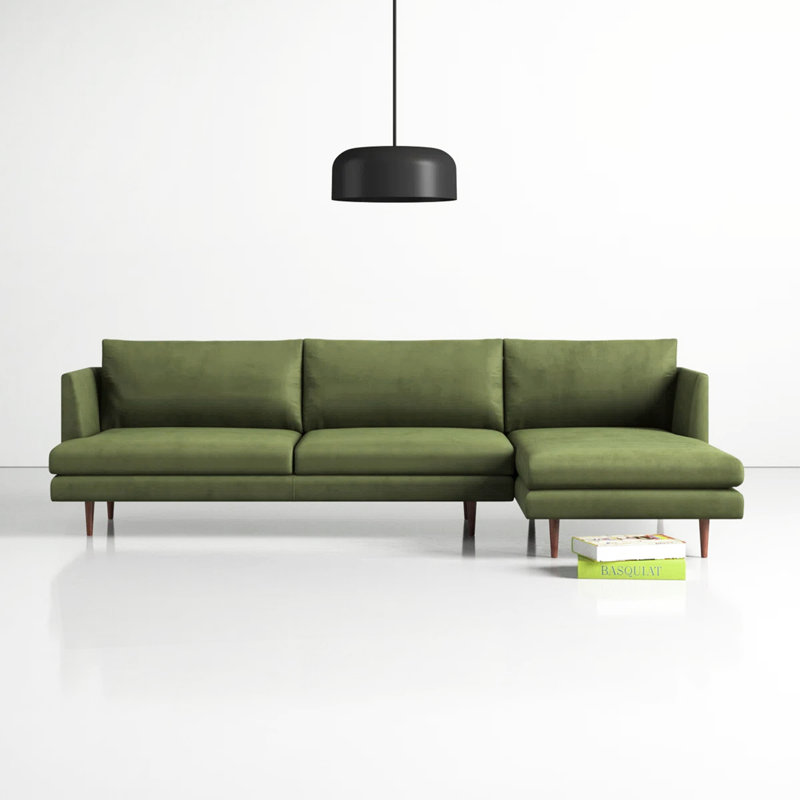 Canapé modulaire 2 pièces Miller, Orienté à droite, Mélange de polyester vert olive