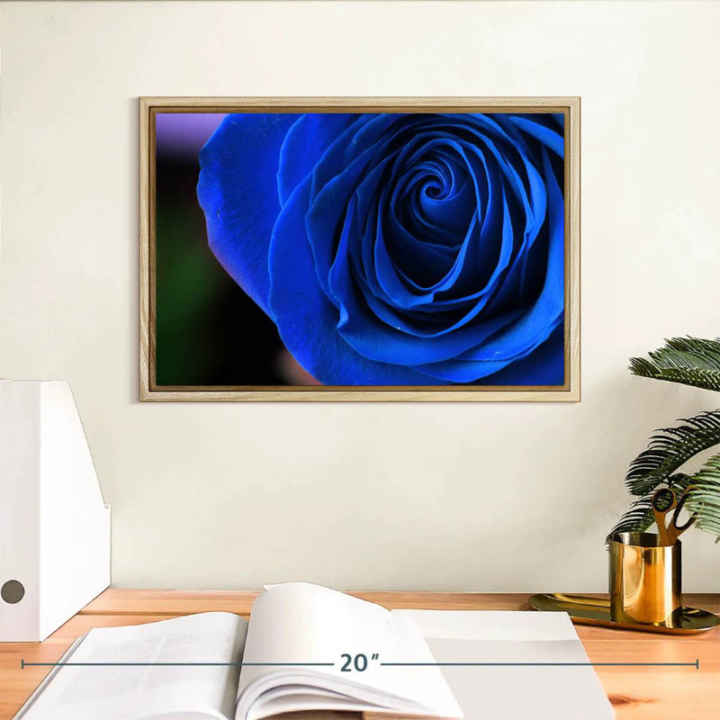 Bleu rose arbuste, Cadre flottant en bois naturel, 13 po x 9 po