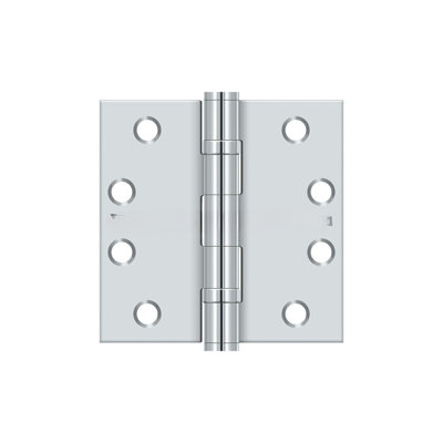 Deltana S44HDBB26 4" x 4" Square Hinge, HD, Ball Bearings in Polished Chrome Pair