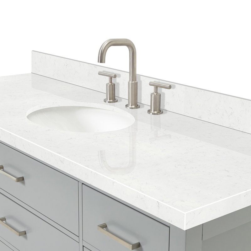 3_ARIEL Bristol 60 Single Sink Bathroom Vanity with Carrara White Quartz, Gray, 54"