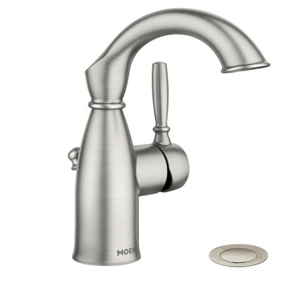 Robinet de salle de bain à trou unique avec drain Moen Sarona et plaque optionnelle