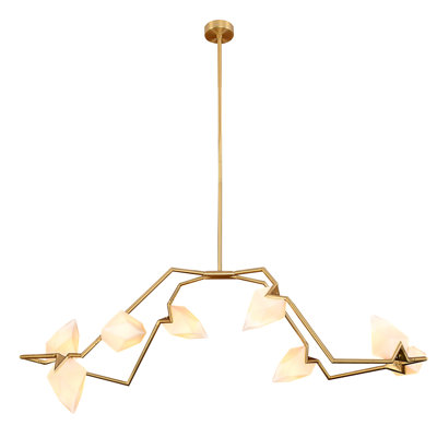 Transitional 8 Light Gold Branch Chandelier