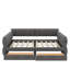 Grand lit plateforme tapissier avec port USB et tiroirs-550364434