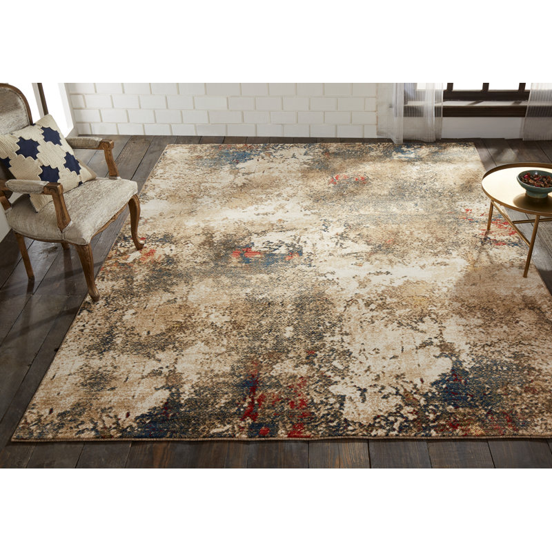 Tapis ivoire à motif abstrait Hitchin, Rectangle 5 pi 5 po x 7 pi 7 po