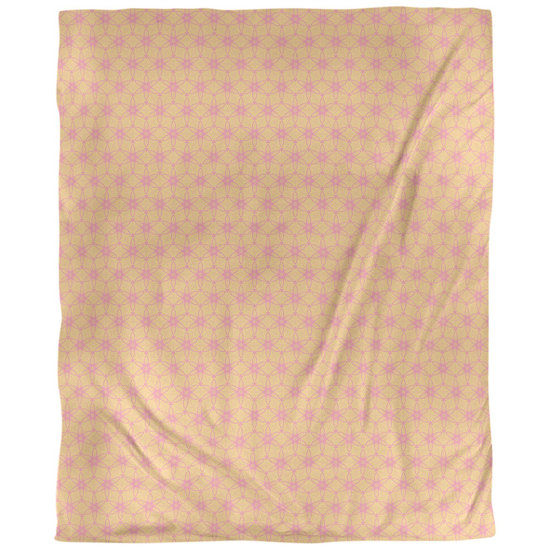 Tissu à cercles ornés, Sergé de coton, L 58 po x l 36 po, Jaune / Rose