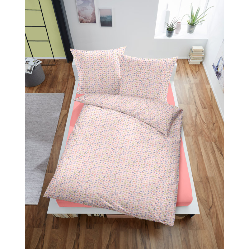 Pink Seersucker Duvet Cover Set, Pink , 155 x 220cm