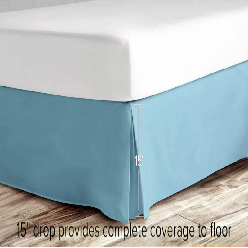 Pleated Bed Skirt, King, Sky Blue