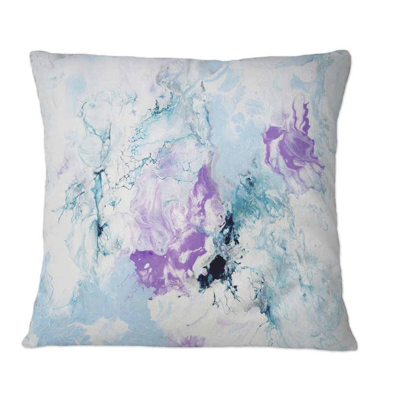 Violet et bleu liquide Art Waves - Coussin décoratif imprimé moderne, 18 po x 18 po