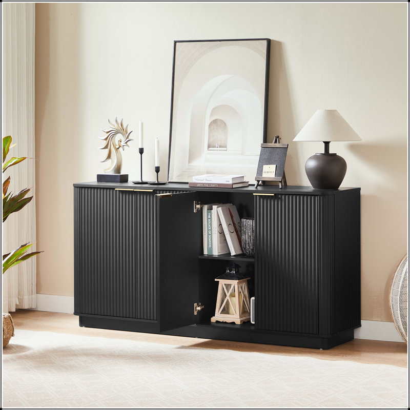 Buffet à rayures verticales avec motif ondulé