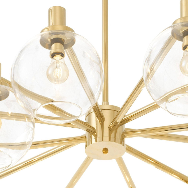 Lustre couronne à lumière à intensité variable Selva, Transparent, Nickel satiné, 72” Width x 55" Depth x 16” Height