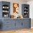 Gray Kitchen Pantry With Faux Marble Counter, 83.7Inch Tall, 5 Drawers And Adjustable Shelf For Functional Living High Cabinet Marble, Shelf, Space Efficient Design-2049263997