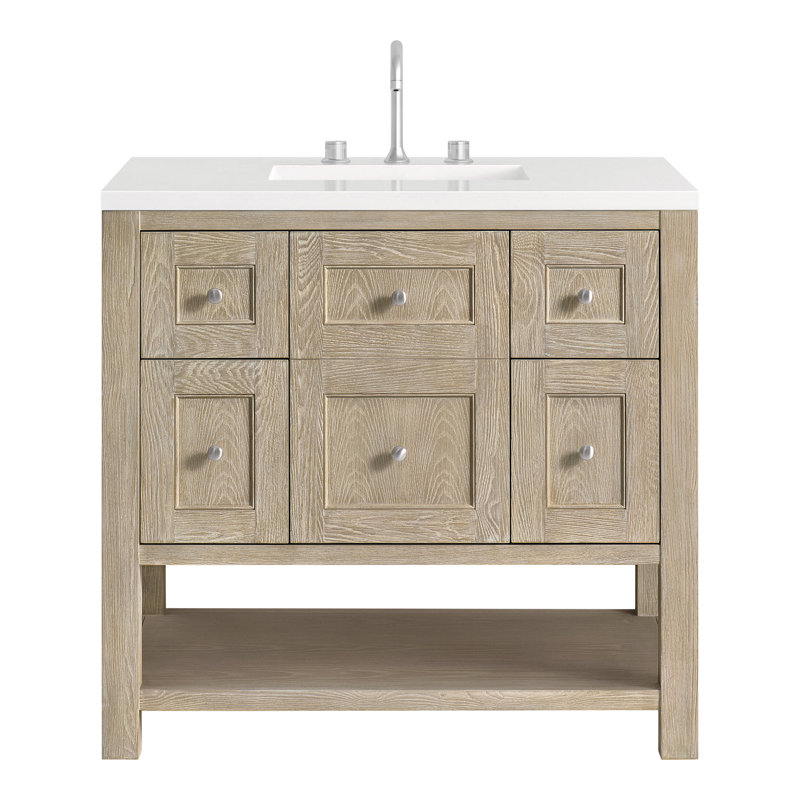 Breckenridge 36'' W Single Vanity, Whitewashed Oak, White Zeus, 8" Widespread