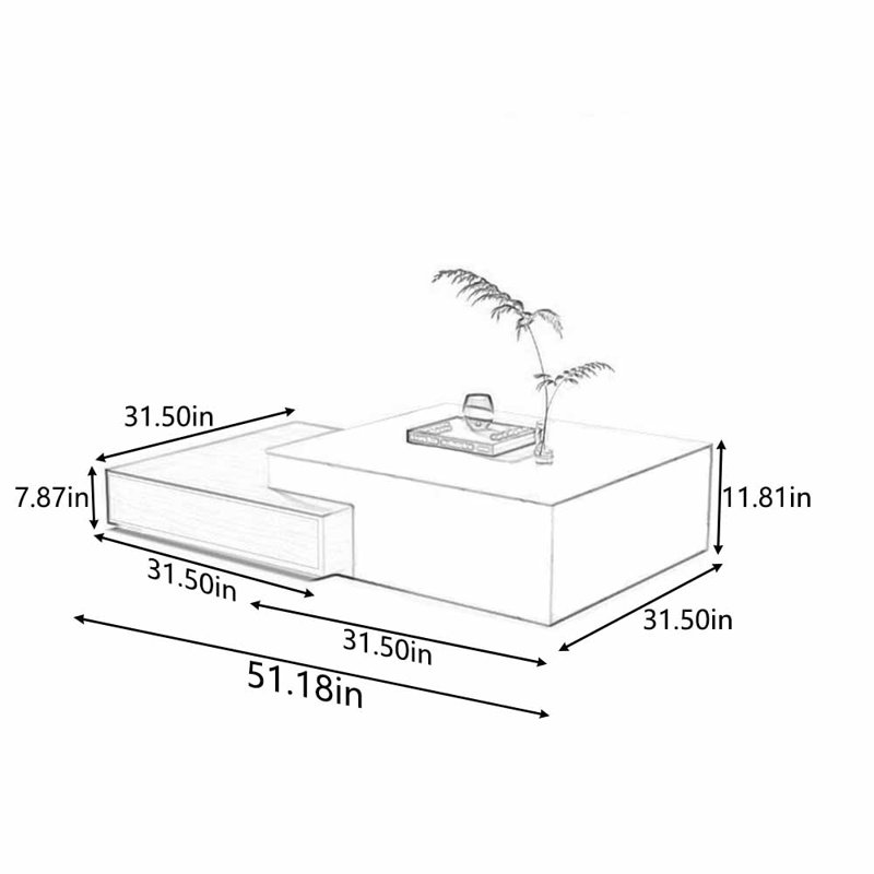 Solid wood advanced rock board simple tea table, 11.81" H x 51.18" L x 31.5" W