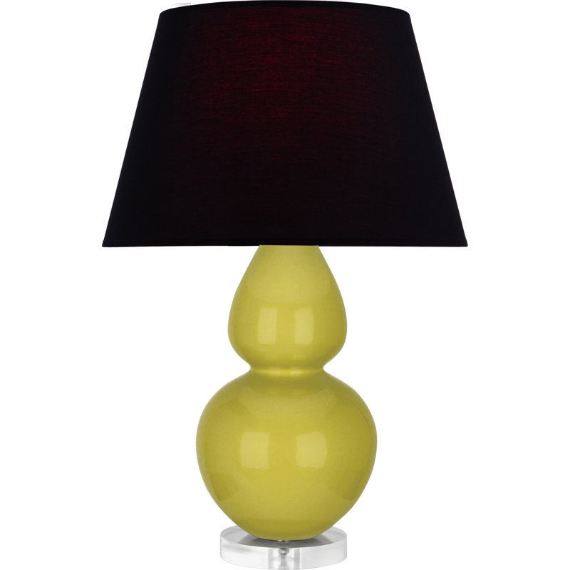 Double Gourd Table Lamp, Navy/Gray, Daisy Glazed/Silver