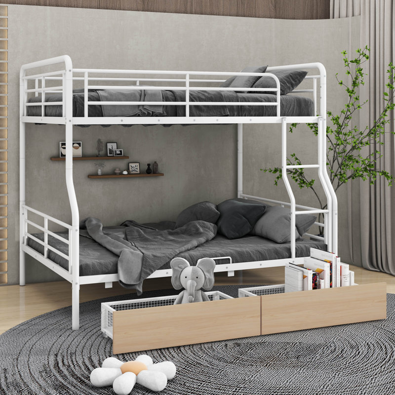 Lit superposé au-dessus de très grand lit double Amarantour Kids, Blanc