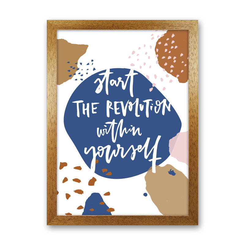 Start The Revolution by Planeta444 - Print, Brown Framed, 34cm H x 25cm W x 3cm D