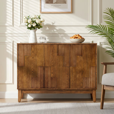 Buffet en bois manufacturé et massif de 44,3 po avec tablettes réglables