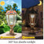 Lampadaire d'extérieur rétro en forme de lanterne solaire en verre Dusk-to-Dawn - Bronze-130365255