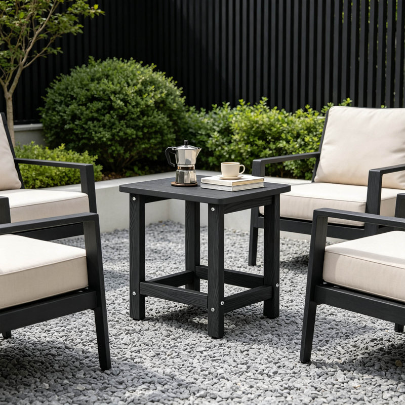 Table d'appoint extérieure 16,6 po en PEHD noir Adirondack, pieds réglables