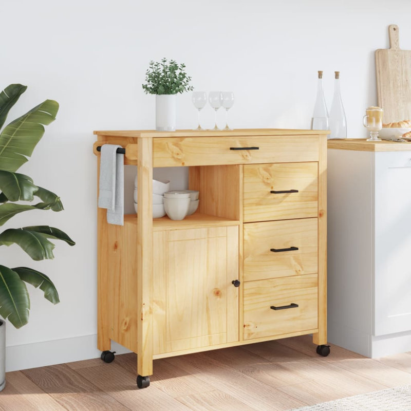 Solid Wood Bar Cart, Honey
