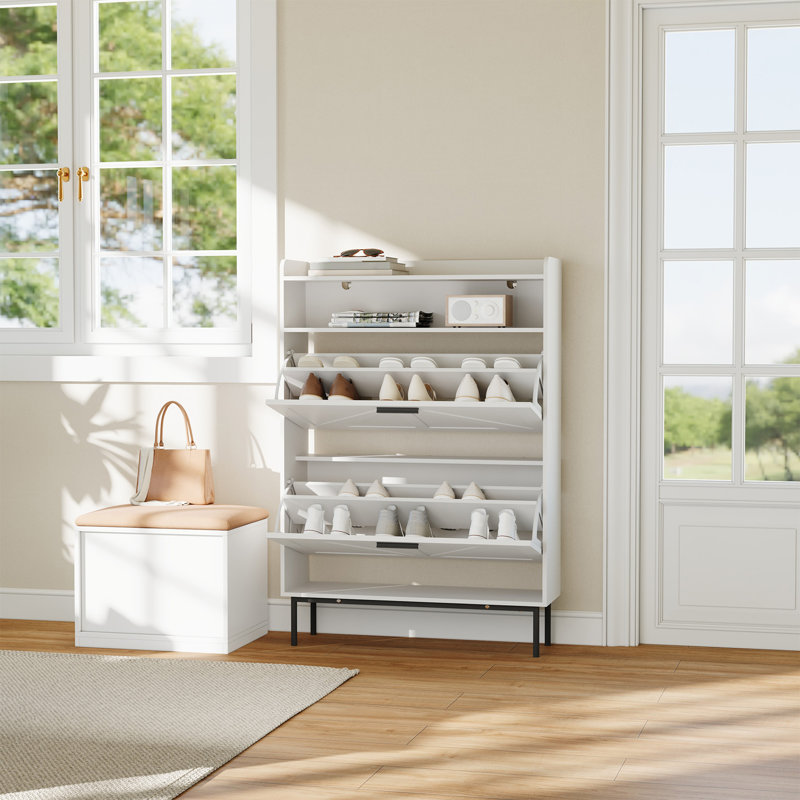 Armoire de rangement pour chaussures Farmhouse, Blanc