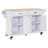 Kitchen Island With Rubber Wood Countertop, Kitchen Cart On 5 Wheels With Storage Cabinet And 5 Drawers For Dinning Room-630192523