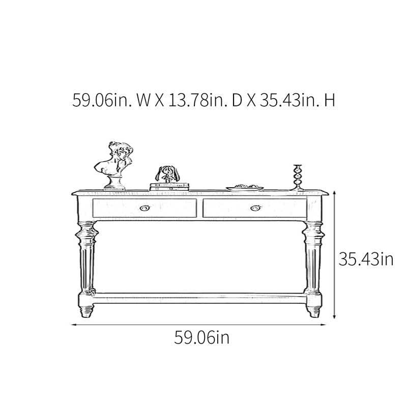 Console Retro Retro, H 35,43 po x l 59,06 po x P 13,78 po