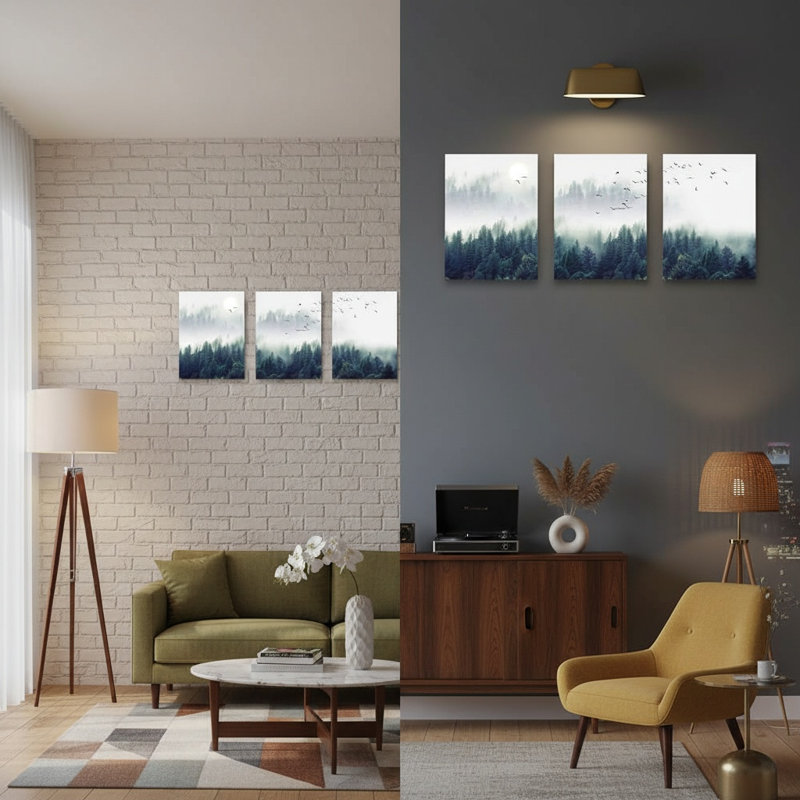 3 Piece No Frame Print on Canvas