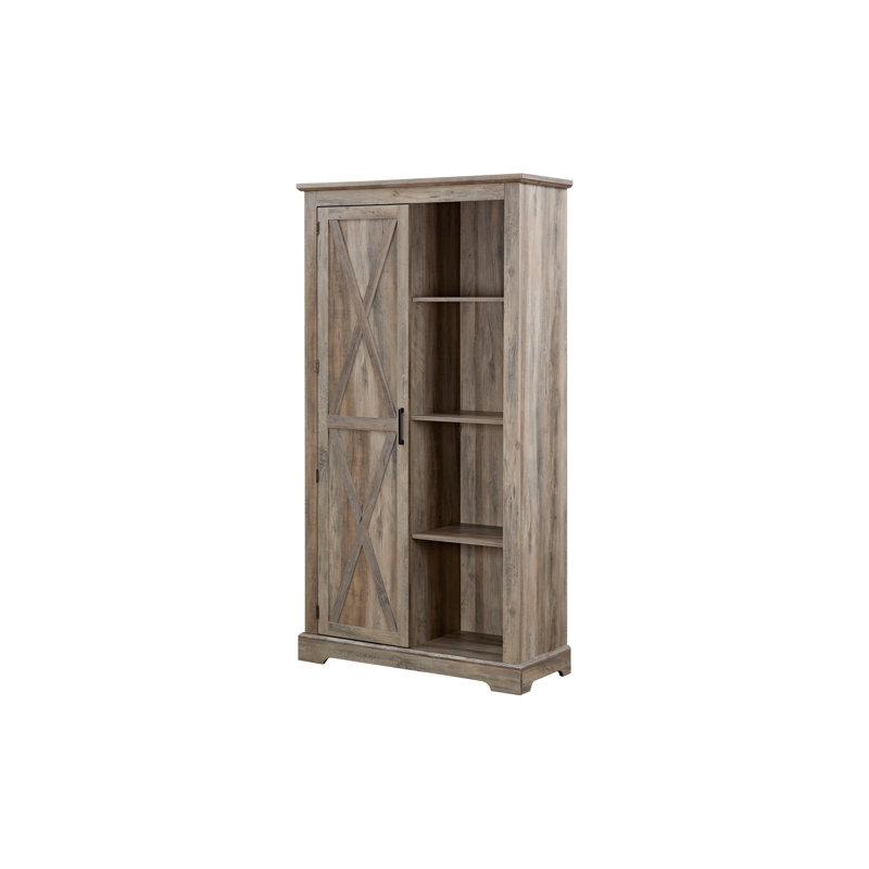 Armoire de rangement haute - Porte de grange rustique garde-manger gris 39,94 * 15,4 * 74,4, organisateur polyvalent avec tablettes personnalisables