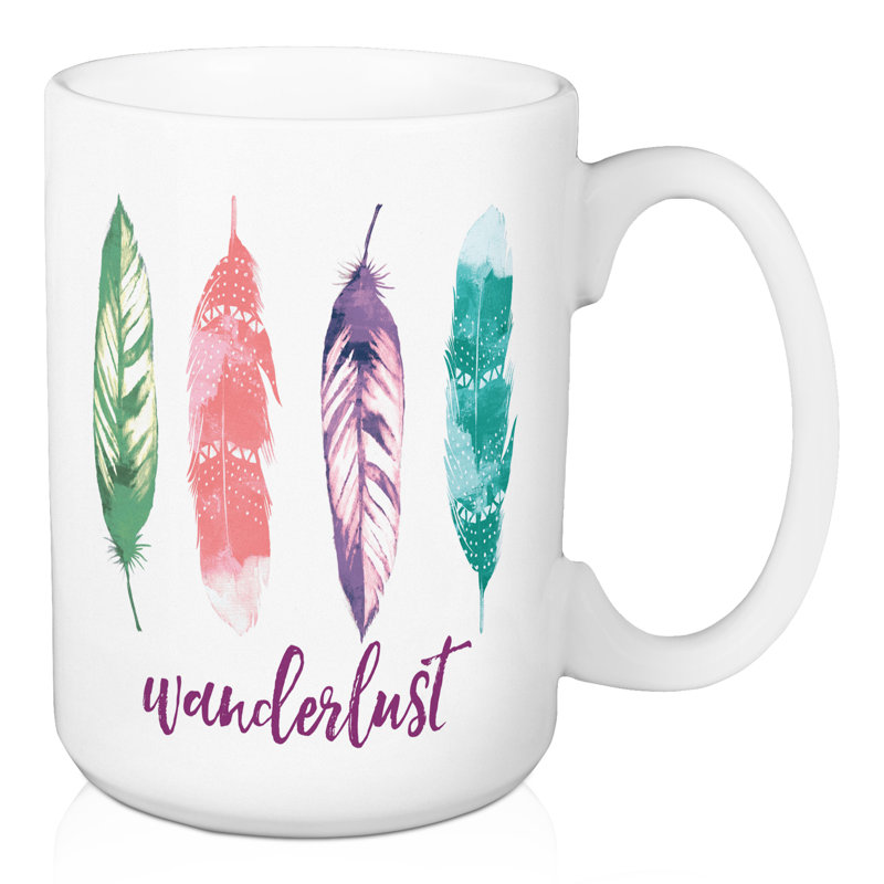 Grande tasse à café wanderlust Jimmy, Mauve / Vert