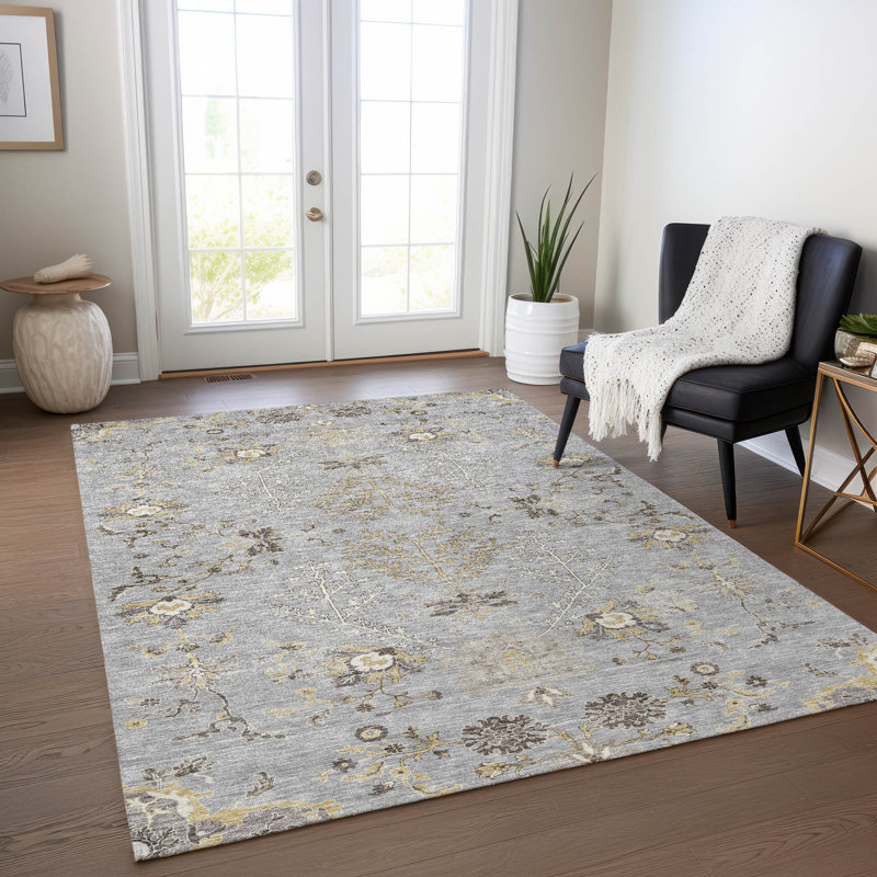 Tapis gris intérieur / extérieur lavable à la machine Cicel ACN1156, Rectangle 2 pi 6 po x 3 pi 10 po