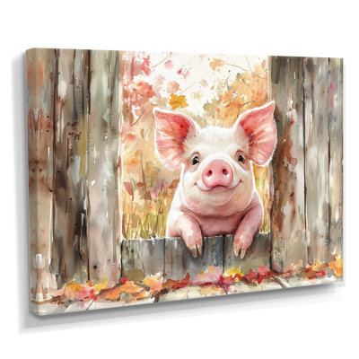 Portrait de cochon à la grange - décoration murale cochon