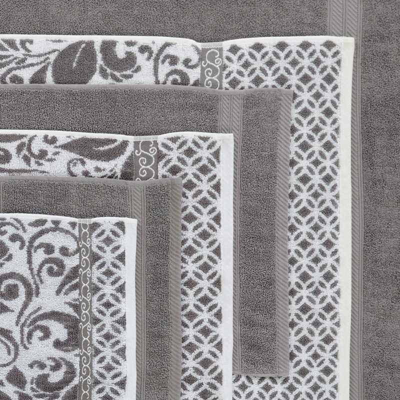 Mocha Cotton Jacquard Washcloth and Hand Towel Set