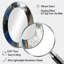 «Comfort Of Knowing» abstrait bleu et or I - grand miroir mural ovale sur métal-1459061133