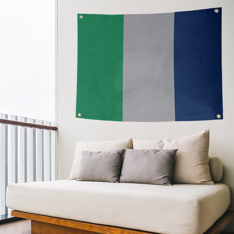Tapisserie de polyester Vancouver, H 59 po x l 80 po x P 2 po, Vert / gris froid / bleu