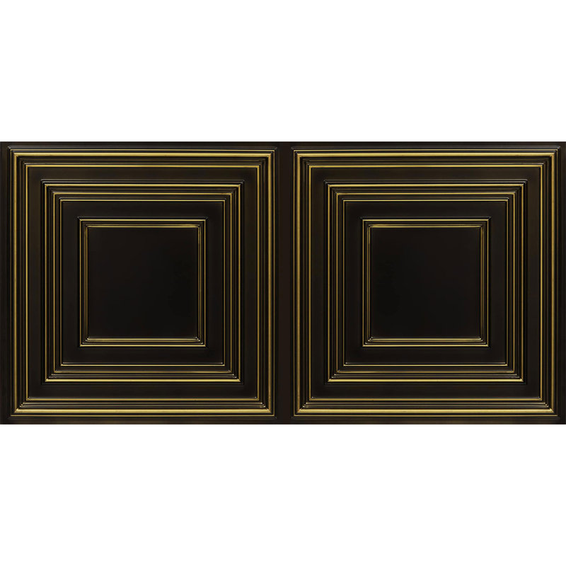 Schoolhouse 24'' W Textured PVC Drop-In Ceiling Tile, Glue Up Ceiling Tile Ceiling Tile, Antique Brass, 24" W x 48" L